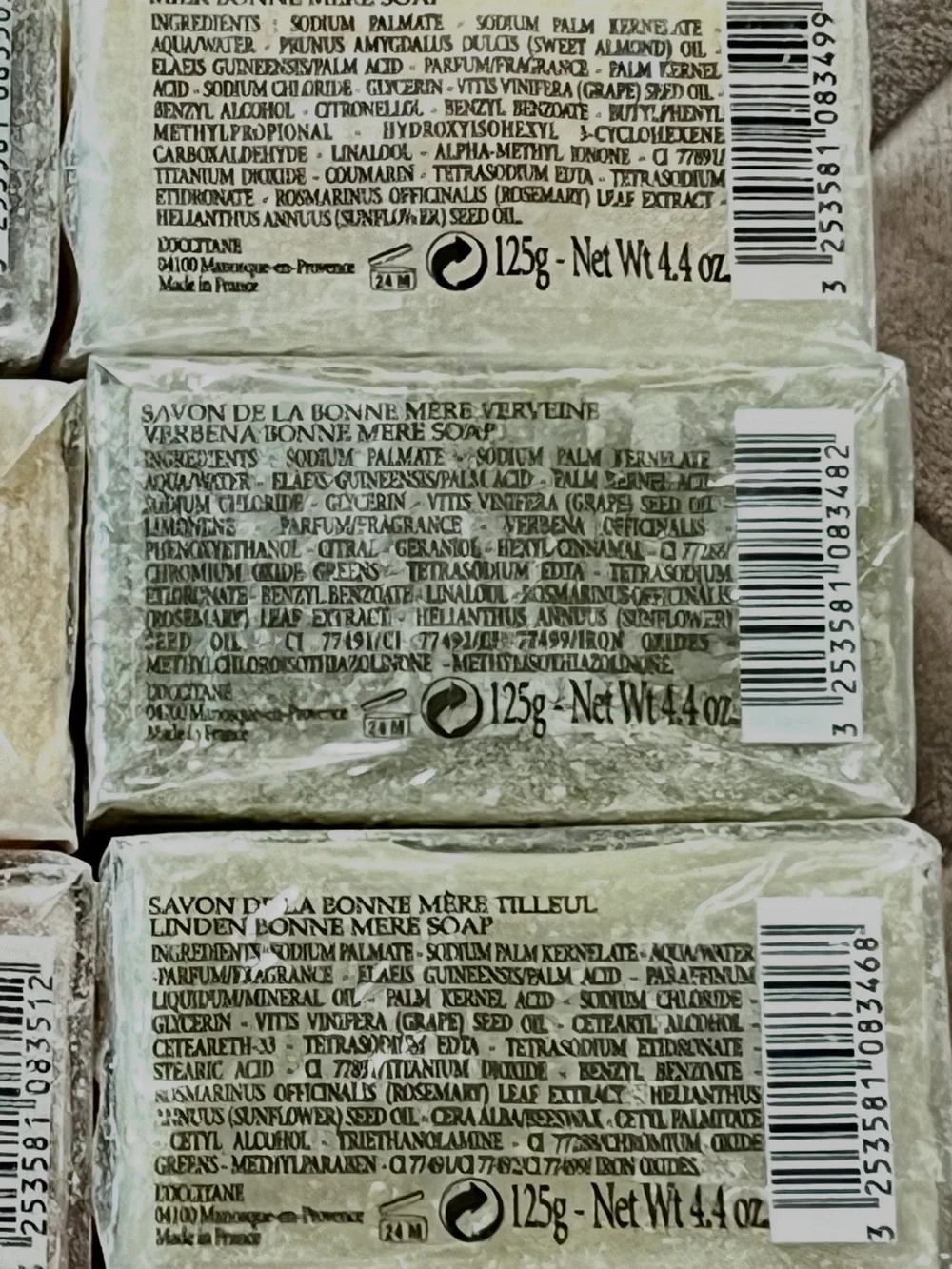 L’Occitane Bonne Mere Soap Lot 6 Bars 4.4 oz New READ Linden Rose Milk Lavender